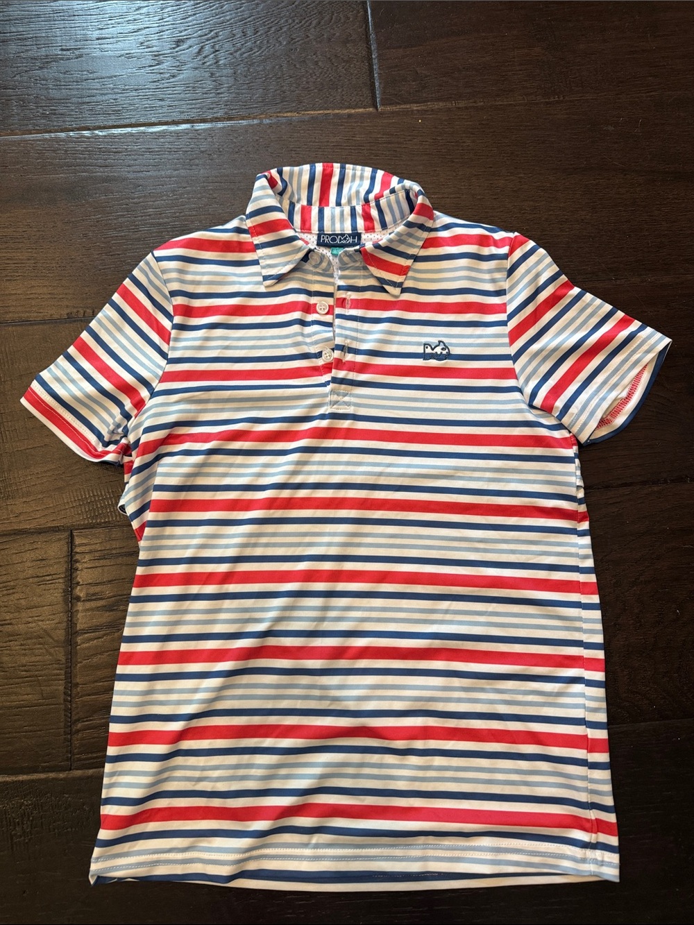 Striped Short-Sleeve Polo Shirt for Kids - Red, Blue & White